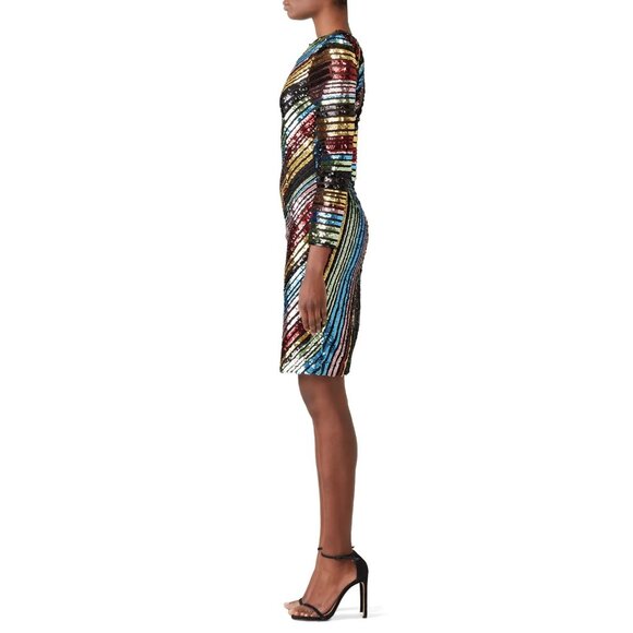 PREOWNED $425 ALCOOLIQUE RAINBOW SEQUIN PAYTON DRESS US SIZE 8 IT SIZE 44 - Picture 3 of 8